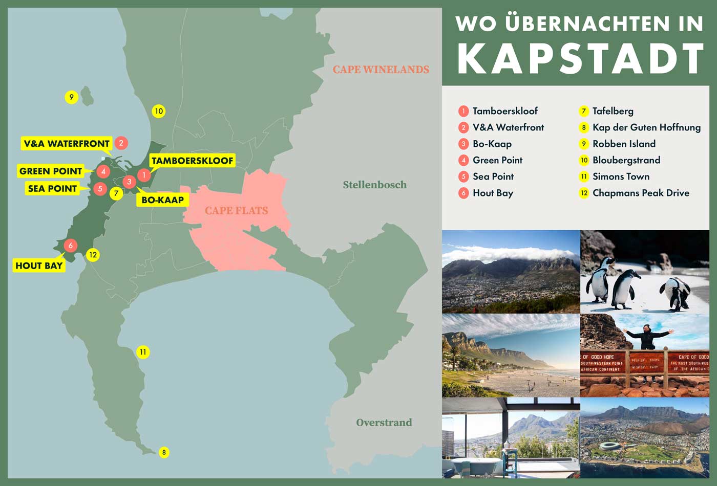 Die besten Viertel für ein Hotel/Wohnung in Kapstadt