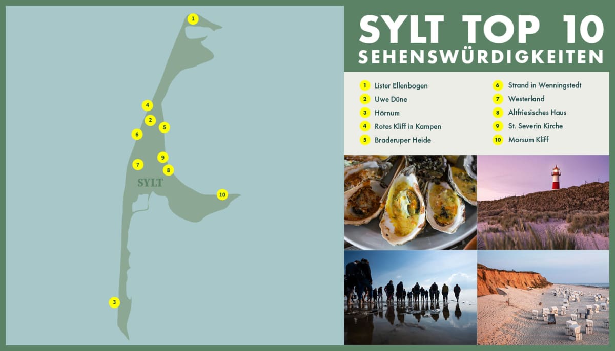 Sylt Sehenswürdigkeiten Karte mit allen Orten