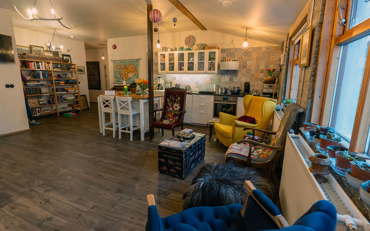 Gemeinschaftsraum "The Garage" im Süden von Island