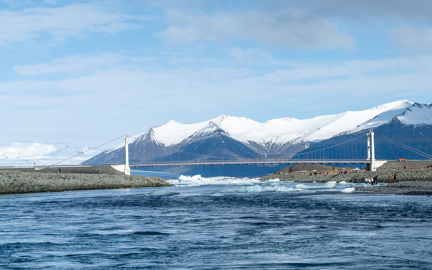 Zufluss Gletscherlagune Jökolsarlon Winter