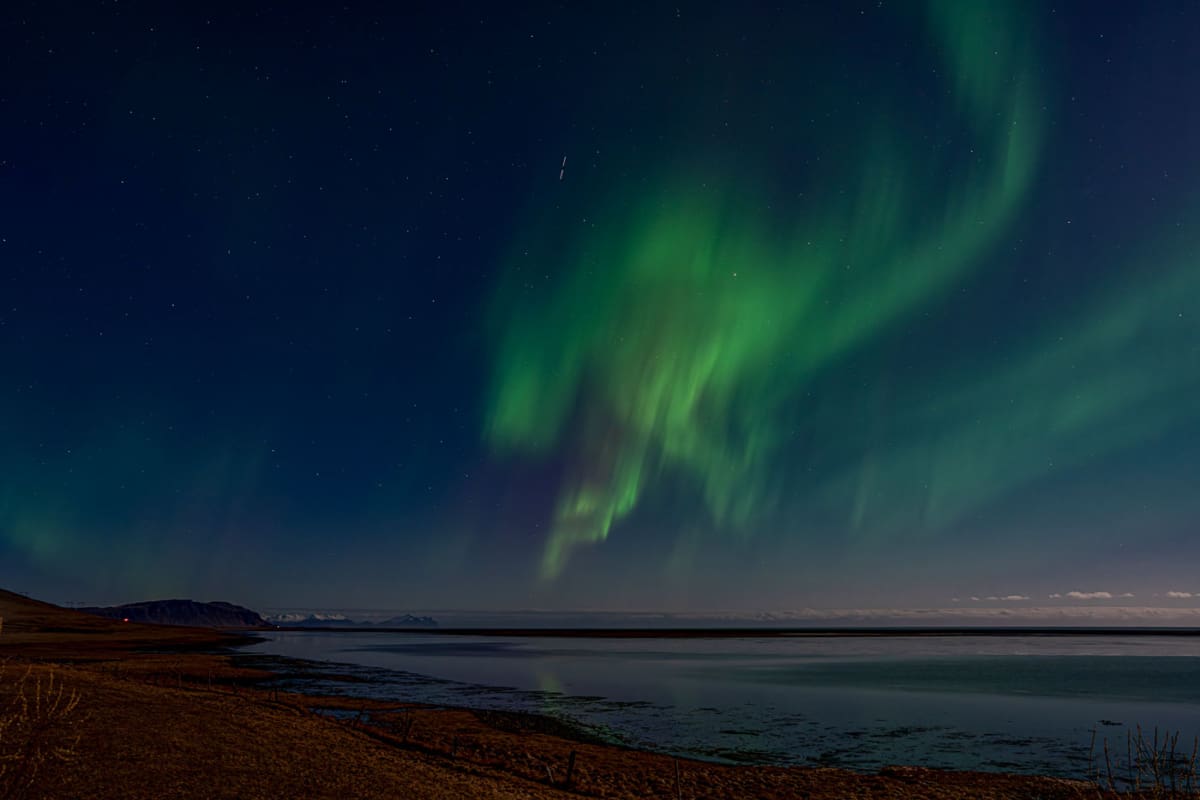 Nordlichter im Winter in Island. Im März hatten wir in Höfn Glück