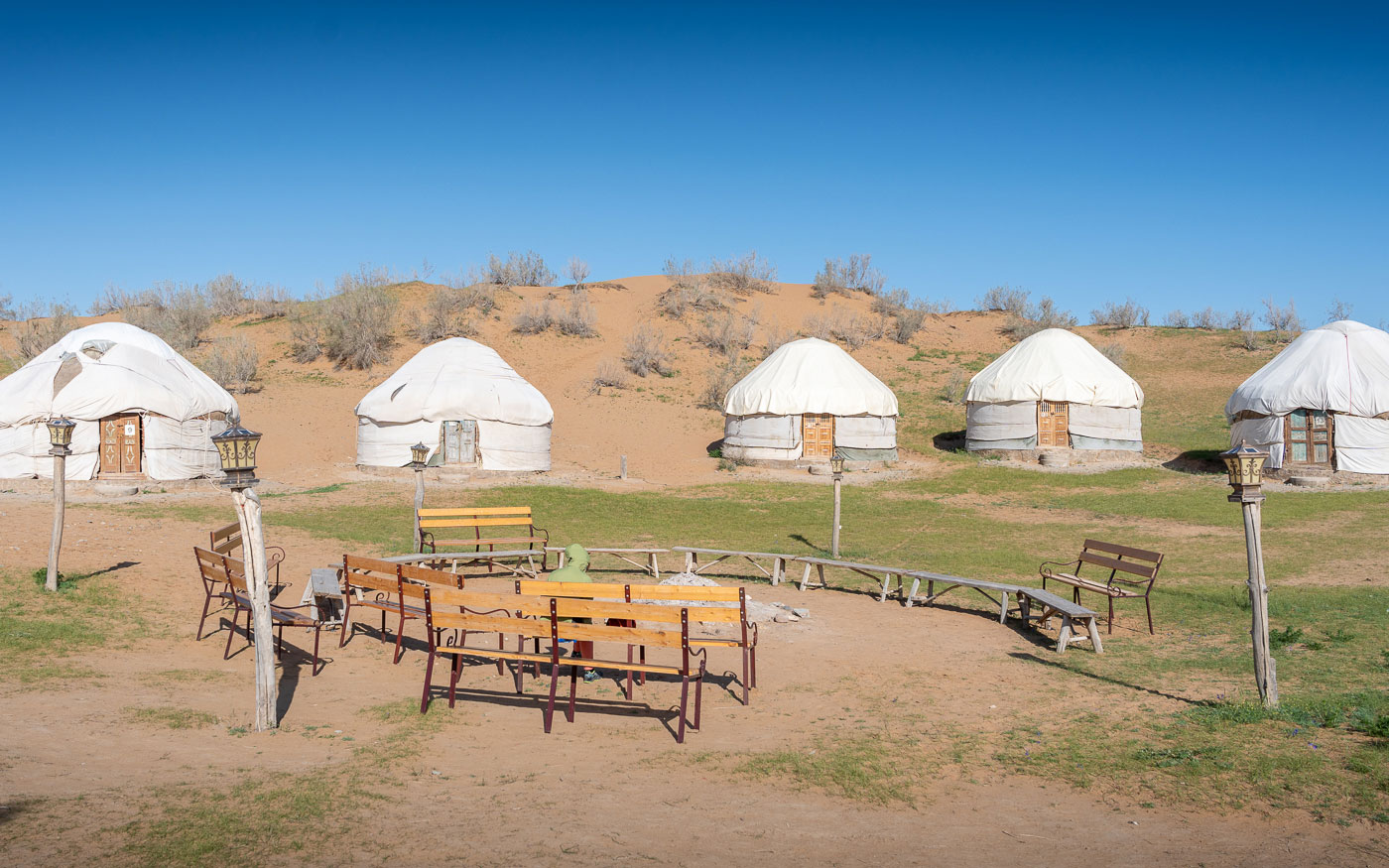 Jurtencamp in der Kyzylkum Wüste