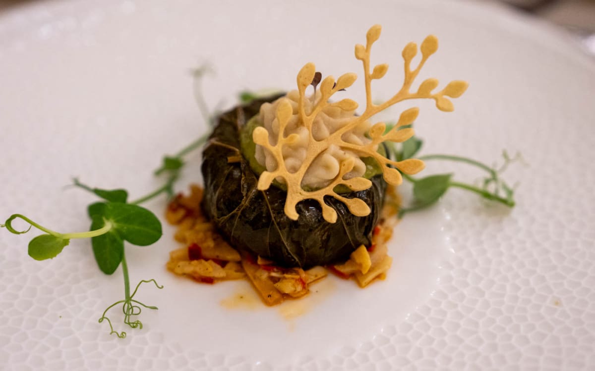 Vorspeise aus Weinblättern im Restaurant Zamarot 1890