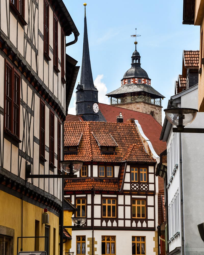 Wunderschön gestaltete Fachwerkhäuser in Schmalkalden (Region Meiningen in Thüringen)